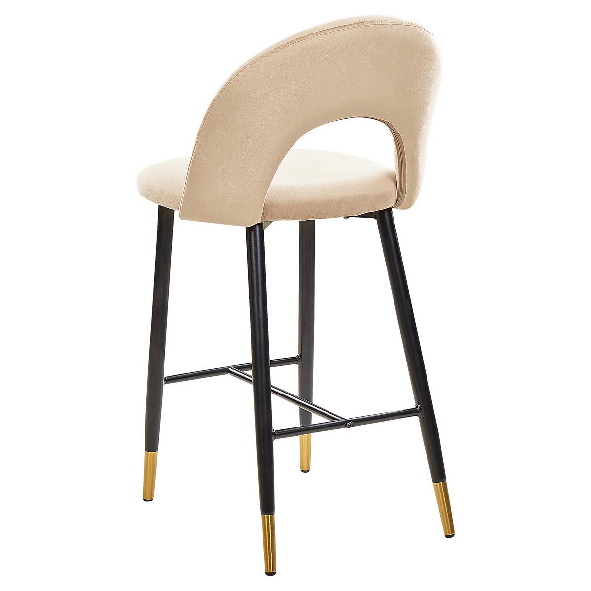 BARSTUHL 2er-Set Samtstoff Beige Falton - Beige, Textil/Metall (48/98/49cm) - Beliani