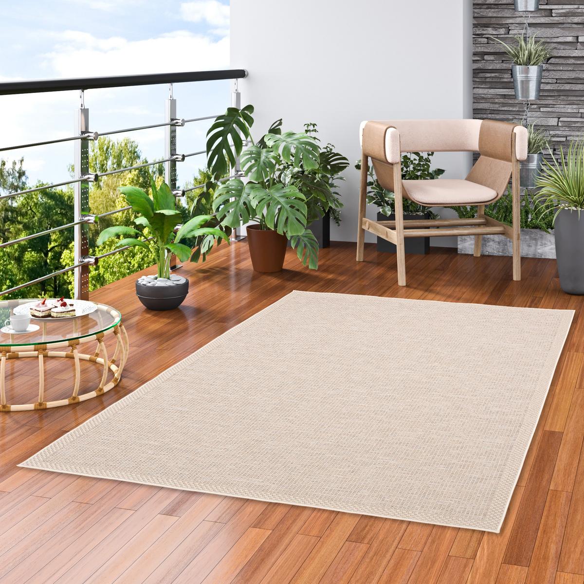 IN & OUTDOOR TEPPICH FLACHGEWEBE OTTAWA BORDÜRE - Beige, Textil (160/230cm) - Pergamon