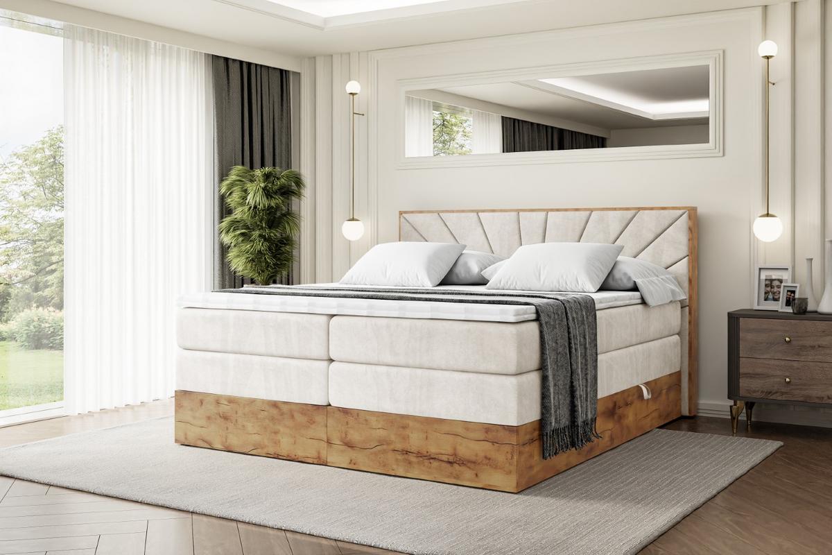 BOXSPRINGBETT mit Matratze H3|H4 und Lattenrost - LOLLI6 KING-200x200 - Beige Casablanca - Beige, Holzwerkstoff (200/200cm) - ALTDECOR