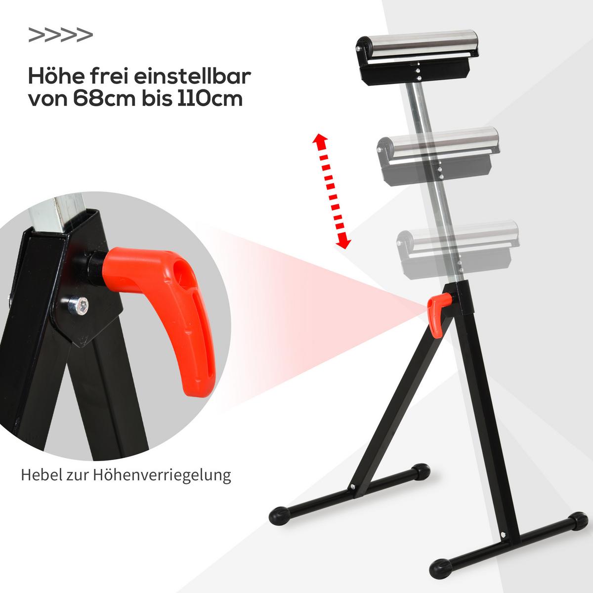 ROLLENBOCK, Rollenauflage, Schwarz - Multicolor, Metall (44/50/68cm) - HOMCOM