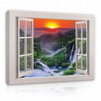 BILDER auf Leinwand Wasserfall Natur Modern 120x80 - Multicolor, Holzwerkstoff (120/80cm) - Wallarena