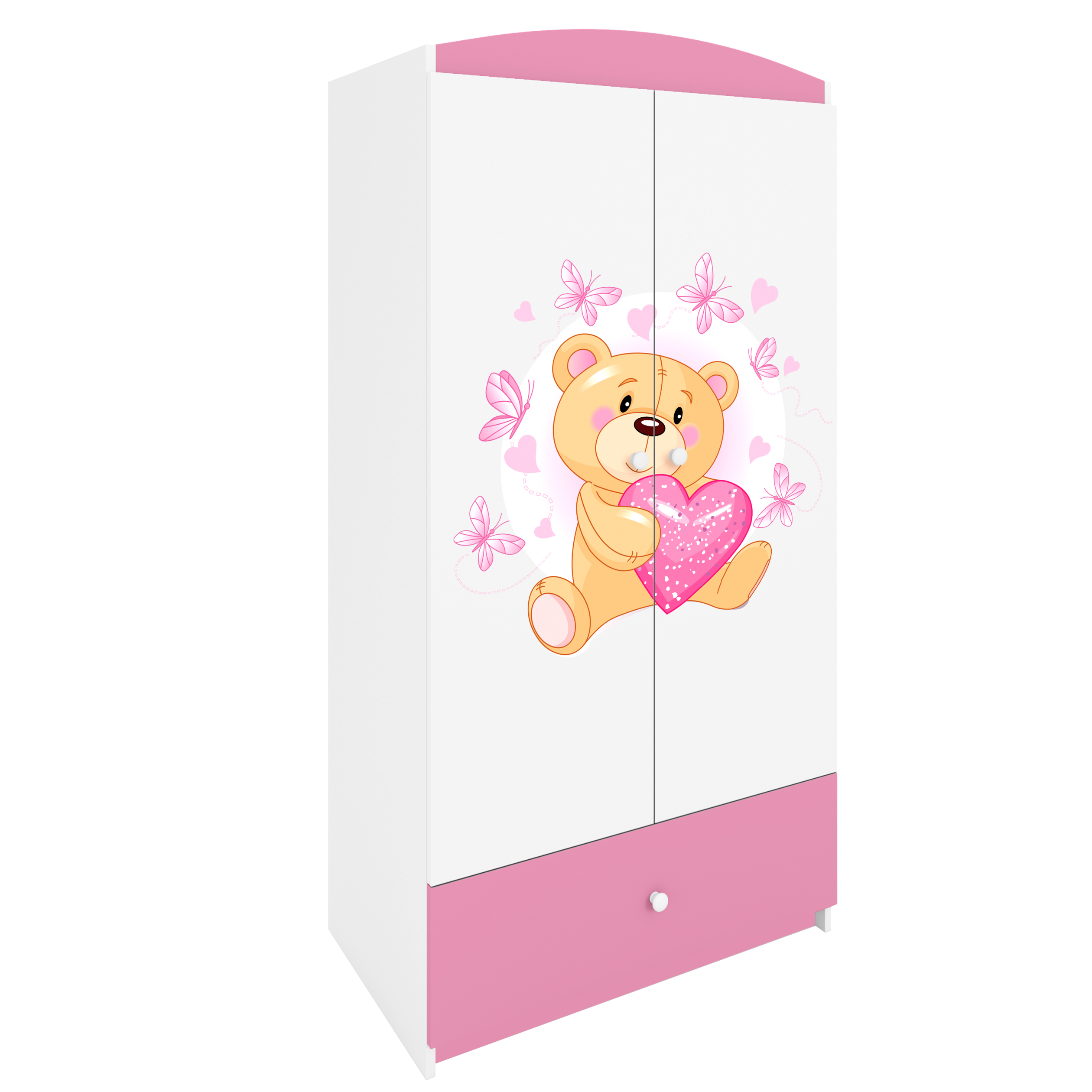 KINDERKLEIDERSCHRANK Teddybär I - Hellrosa, Holzwerkstoff (90/175/52cm) - RAUMHIRSCH FURNITURE