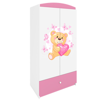 KINDERKLEIDERSCHRANK Teddybär I - Hellrosa, Holzwerkstoff (90/175/52cm) - RAUMHIRSCH FURNITURE