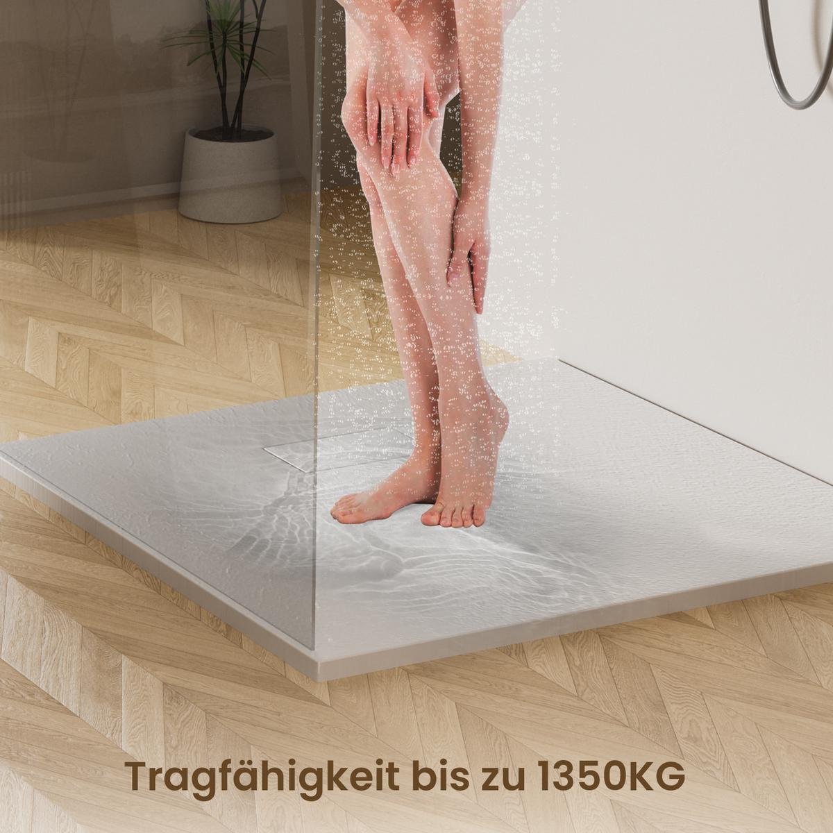 DUSCHWANNE mit rutschhemmender Oberfläche Weiß 90/90 cm - Weiß, Kunststoff (90/2.6/90cm) - EMKE