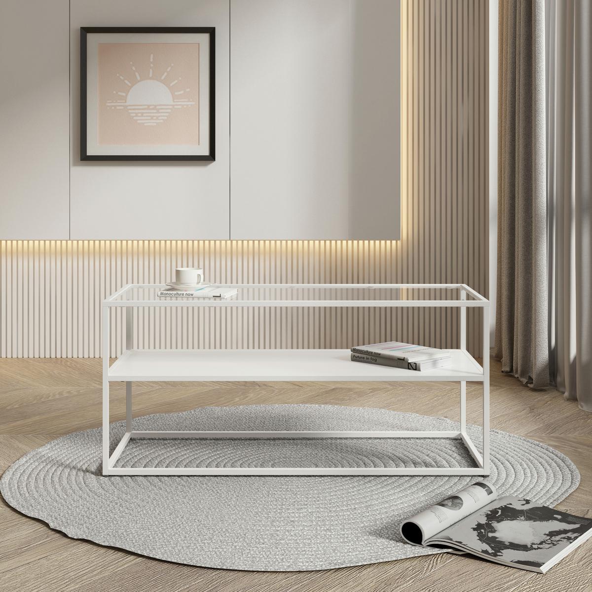 COUCHTISCH Solund 102/43/46 cm - Weiß, Metall (43/102/46cm) - [en.casa]