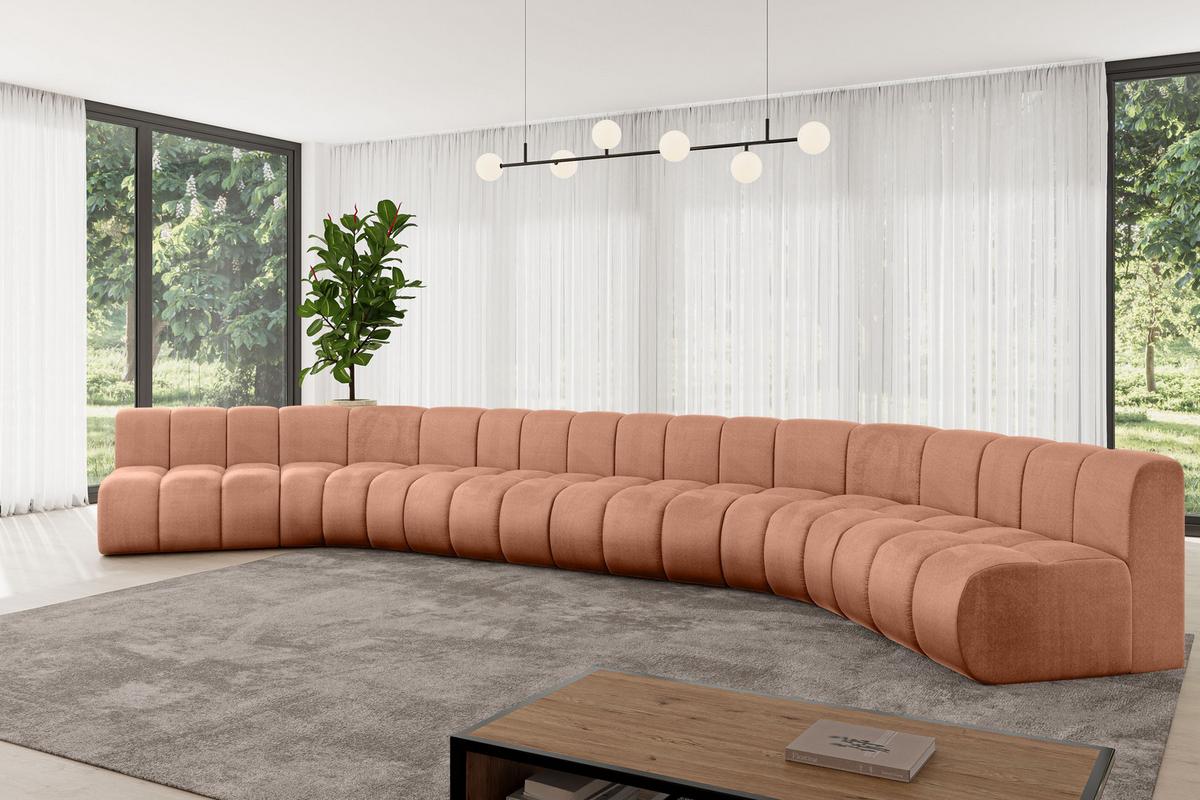 WOHNLANDSCHAFT modulares Sofa Montra-U2 - 581x174x70 cm Apricot - Koralle, Holzwerkstoff/Textil (581/70/174cm) - ALTDECOR