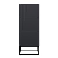 SCHUHSCHRANK Veldio mit 3 Klappen Schwarz mit schwarzem Metallgestell 50 cm - Schwarz, Holzwerkstoff/Metall (50/125/30cm) - Selsey