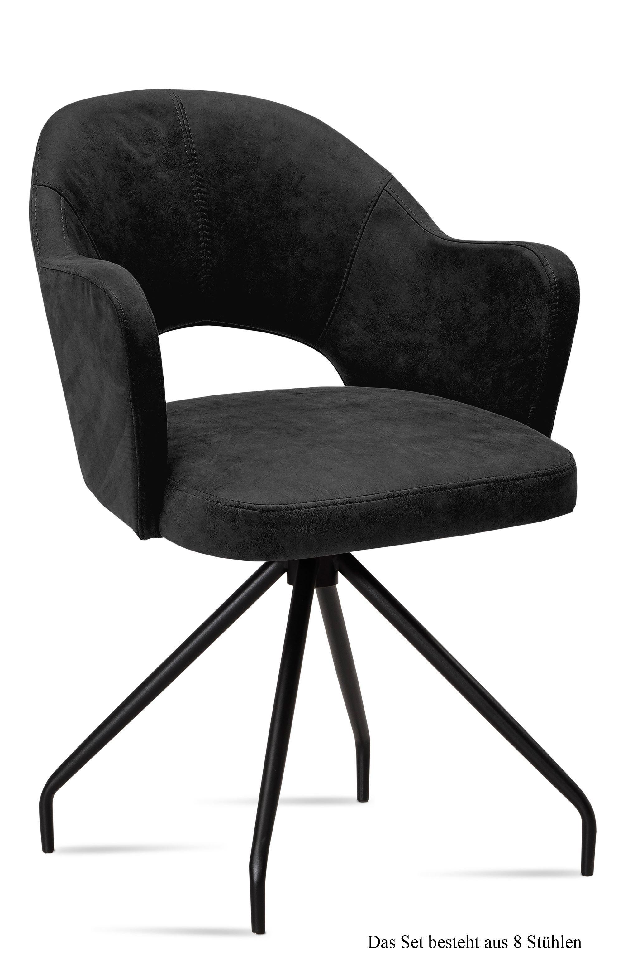 ARMLEHNSTUHL (8er-Set) Dikana 59x87x61 Schwarz/Anthrazit - Anthrazit/Schwarz, Kunststoff (61/87/59cm) - 58aufmkessel