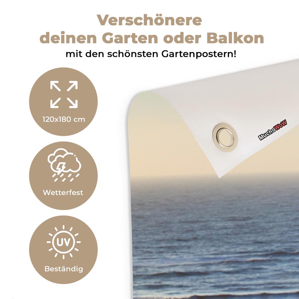 GARTENPOSTER Strand - Meer - Niederlande - Dünen - Sonne Bild 120x180 cm - Sandfarben, Kunststoff (120/180/0.2cm) - OnlyWow