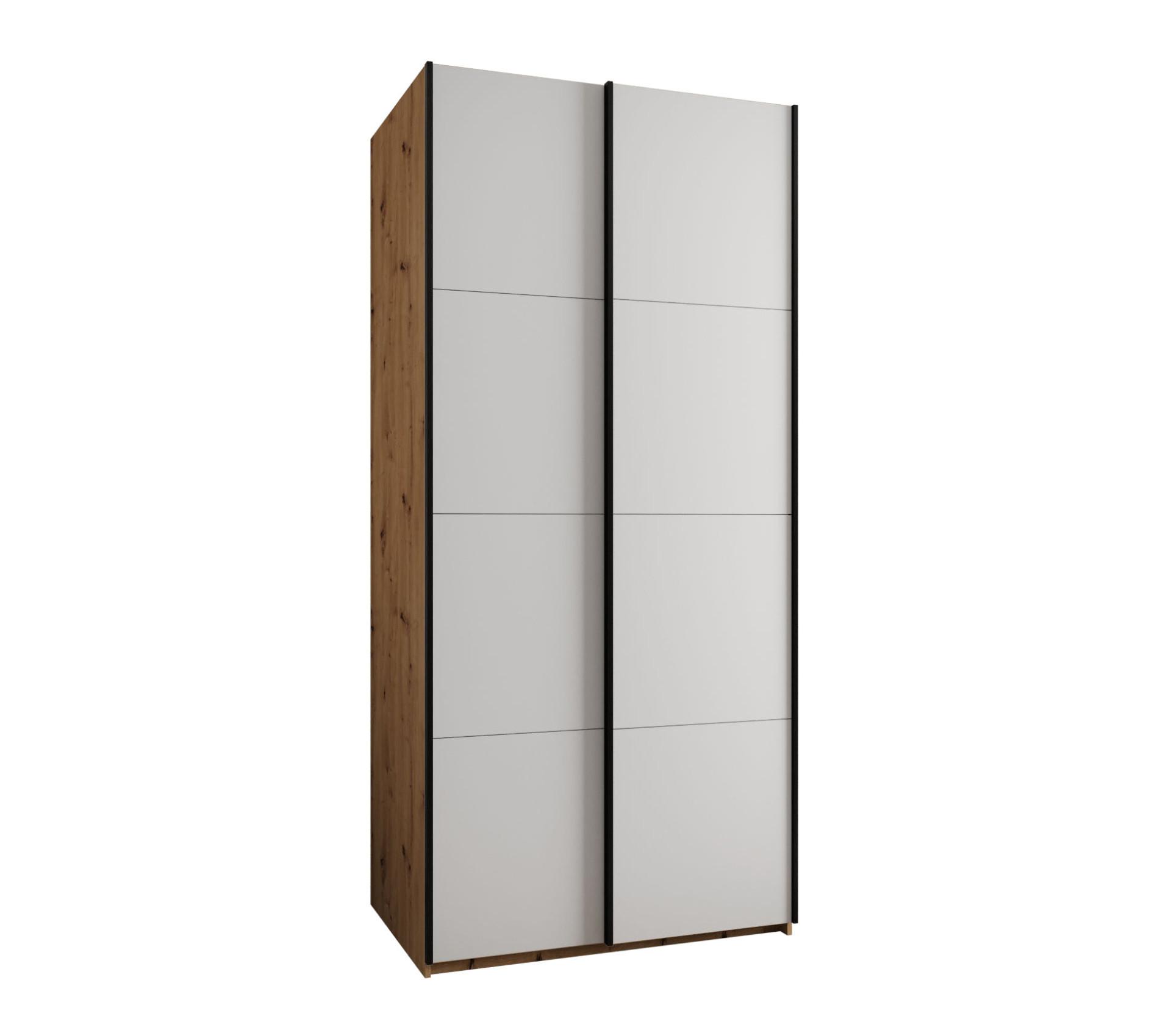 SCHWEBETÜRENSCHRANK 245,5/100/64 2-türig - Schwarz/Weiß, Holz/Metall (100/245/64cm) - Abiks Möbel