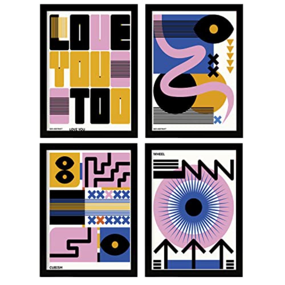 POSTER Set mit 4 Abstrakte Kubismus Liebe Ästhetische A3 Rahmenlos - Klar, Papier (29.7/3cm) - Nacnic