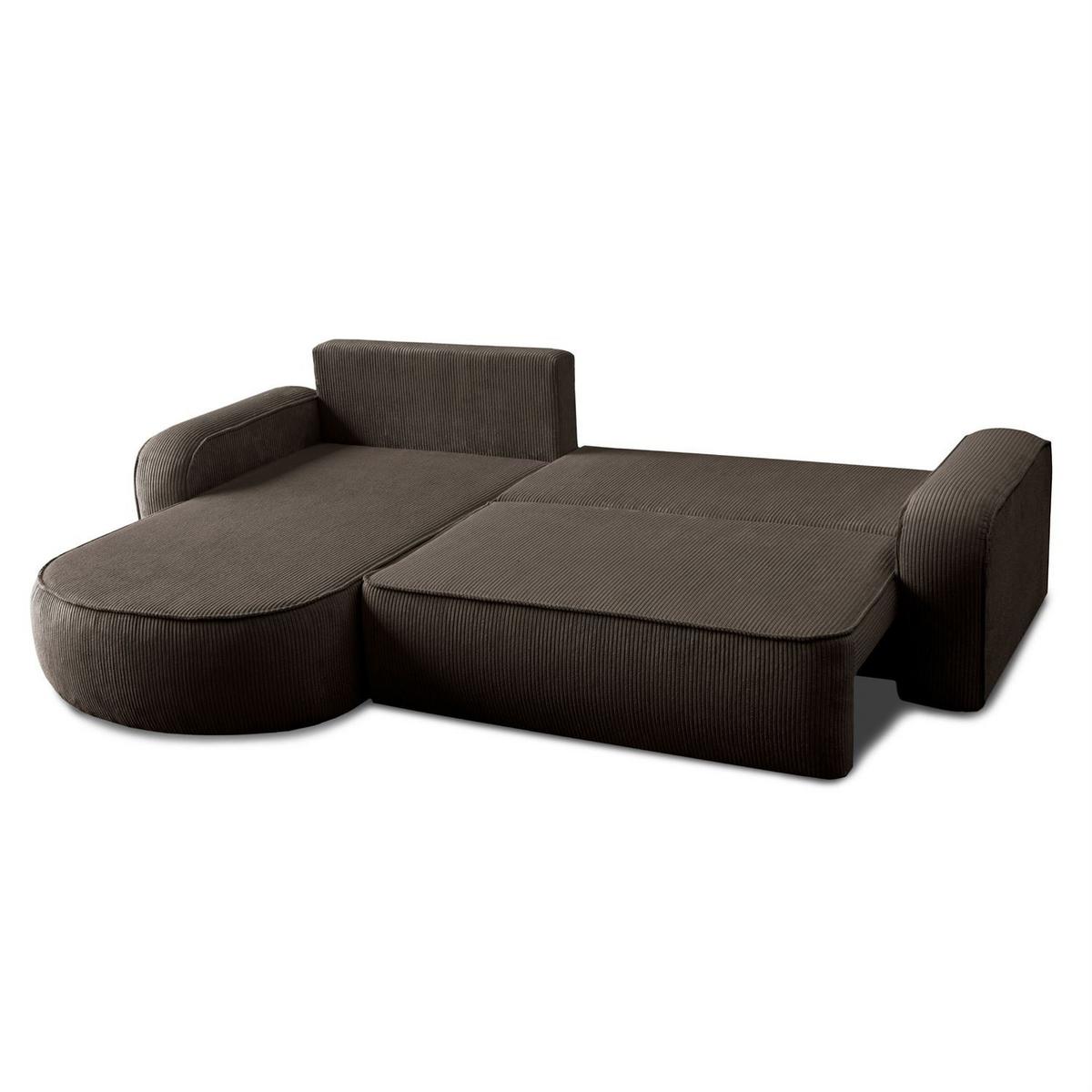 ECKSOFA VENUS mit Schlaffunktion und Bettkasten, Poso 06 - Dunkelbraun, Textil (275/178cm) - Lookway