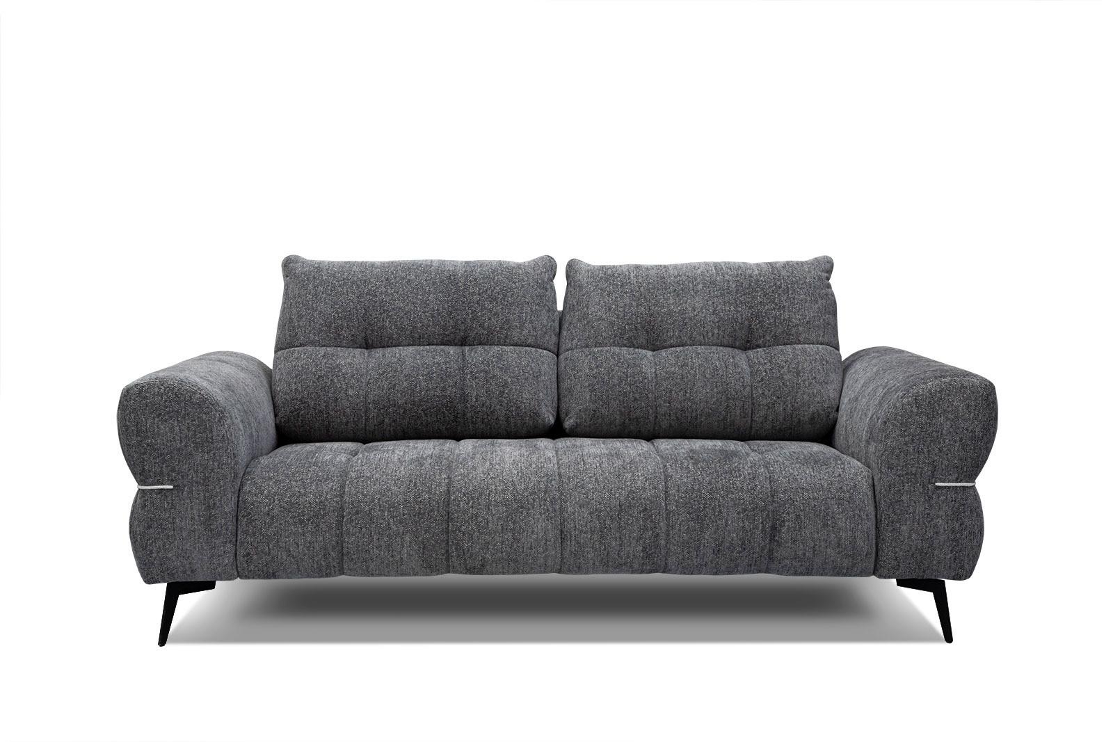 SOFA SALVINI 3-Sitzer, graphitfarben - Graphitfarben/Schwarz, Holzwerkstoff/Textil (176/88/99cm) - Wozimo
