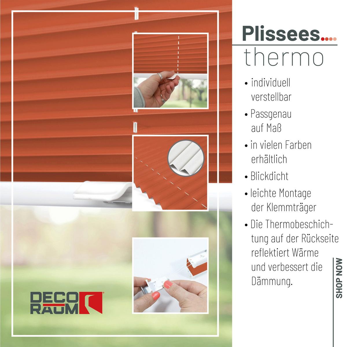 PLISSEE Thermo Basic 75 x 150cm Klemmfix ohne Bohren - Orange, Textil (75/150/150cm) - Deco-Raum