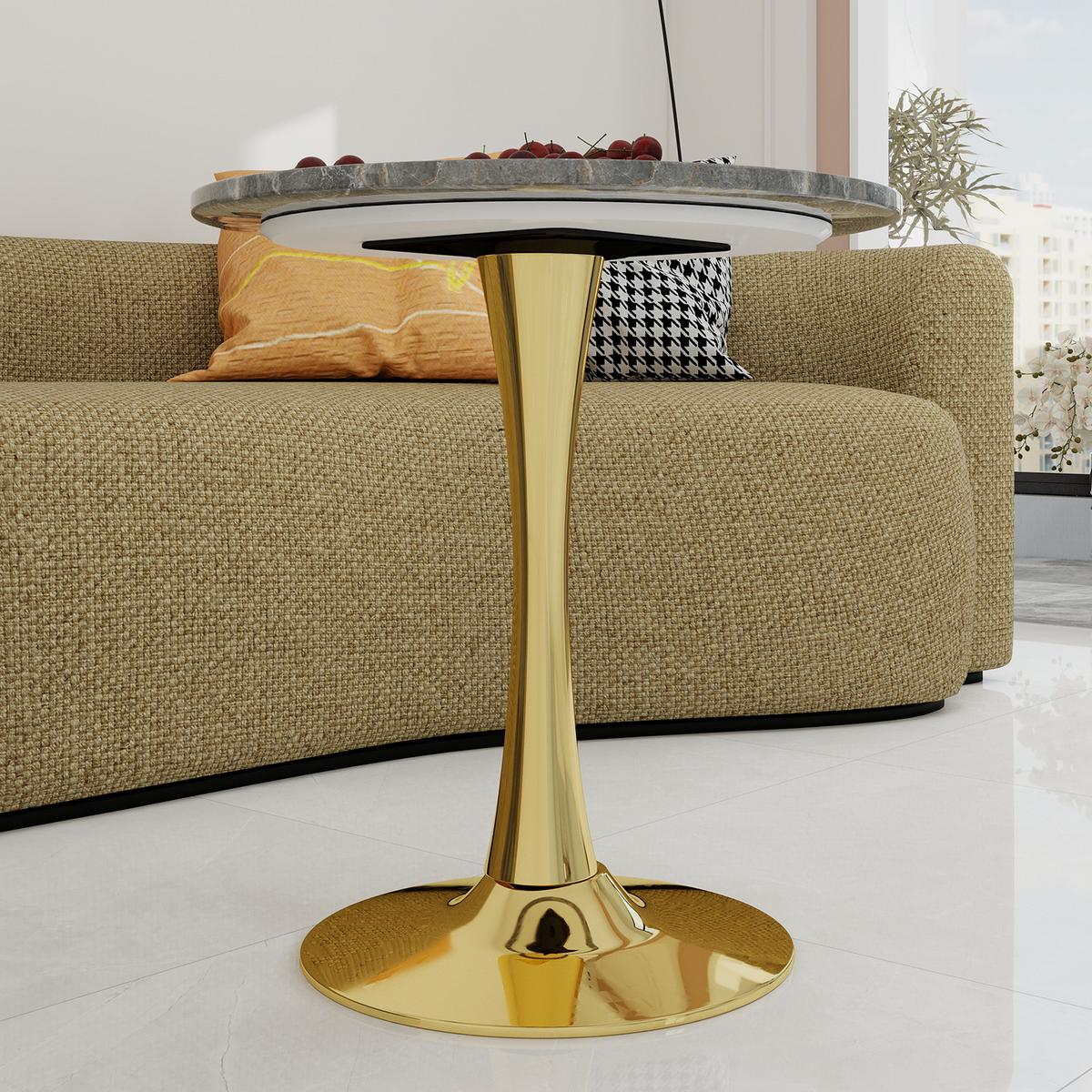 ESSTISCH Ø 70 cm Runder Marmor-Optik - Grau, Keramik (70/70/72cm) - Urban Meuble