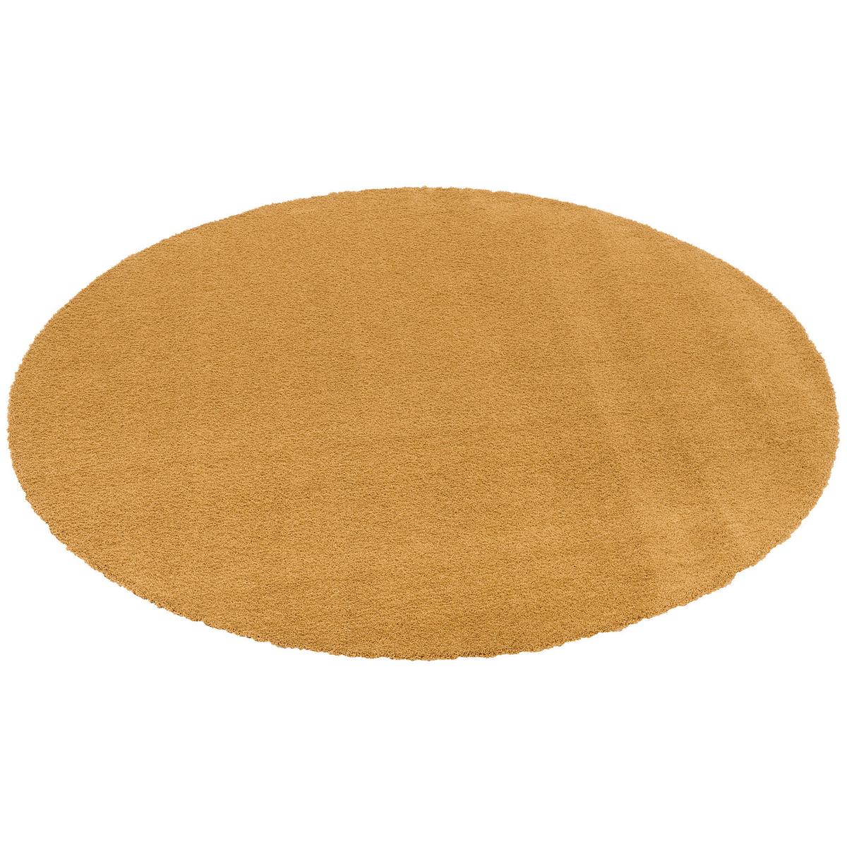 LUXUS HOCHFLOR SHAGGY TEPPICH VELVET RUND - Currygelb, Textil (160/160cm) - Snapstyle
