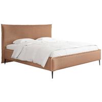 POLSTERBETT Pillow Rise mit Bettkasten, Lattenrost & hohen Metallfüßen in Orange Chenille 200x200 cm - Birkefarben/Schwarz, Holz/Holzwerkstoff (200/200cm) - WFL GROUP
