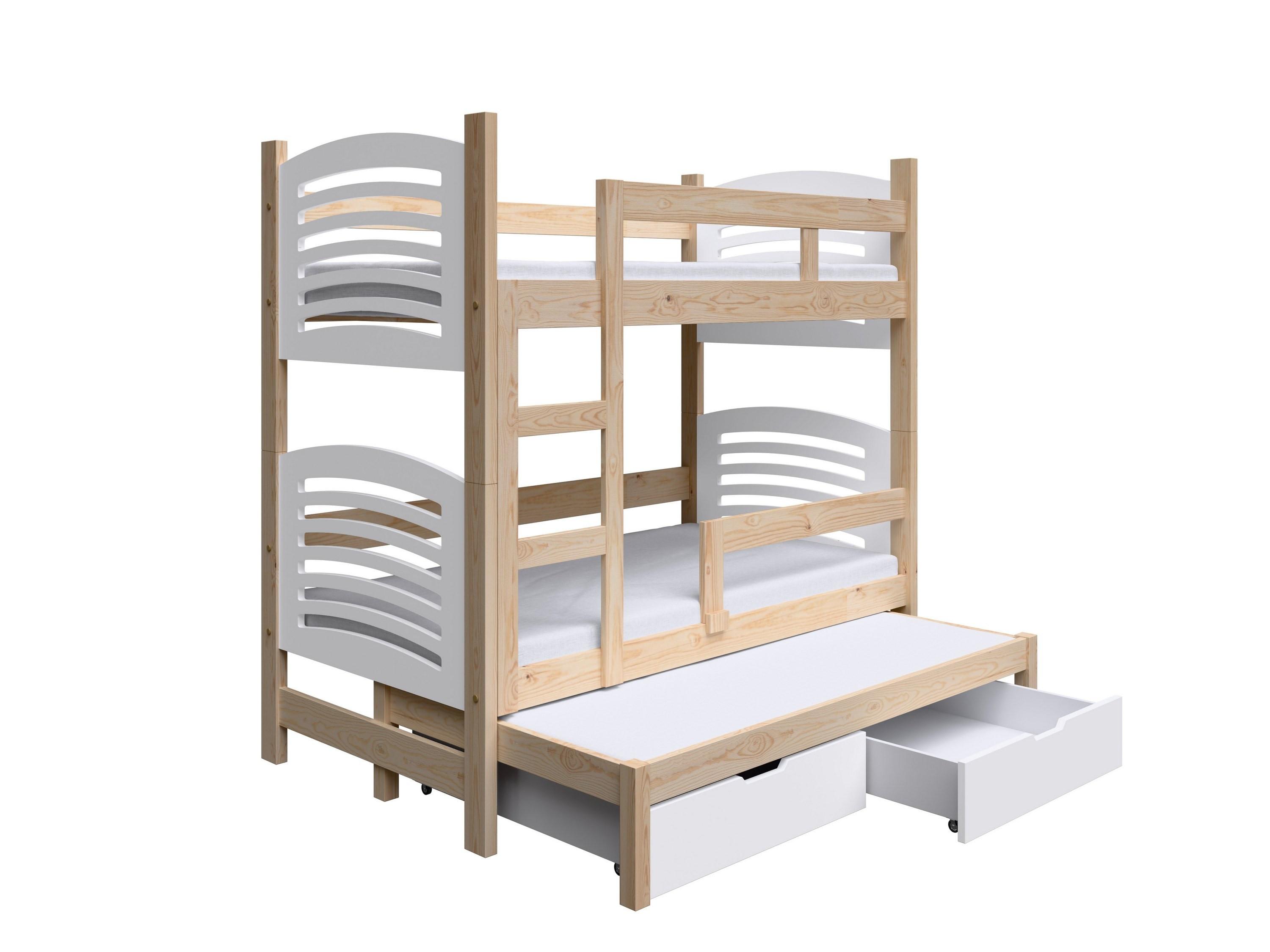 ETAGENBETT OHANA mit Bettkasten 75x160 cm Kieferfarben - Weiß/Kieferfarben, Holz (75/160cm) - MASSENO