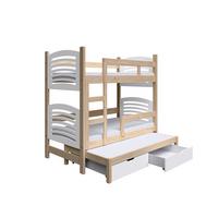 ETAGENBETT OHANA mit Bettkasten 75x160 cm Kieferfarben - Weiß/Kieferfarben, Holz (75/160cm) - MASSENO