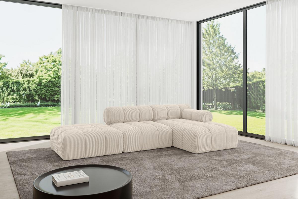 ECKSOFA modulares Sofa Lizur-L1 - 285x160x70 cm Beige Cord - Beige, Holzwerkstoff/Textil (285/160cm) - ALTDECOR