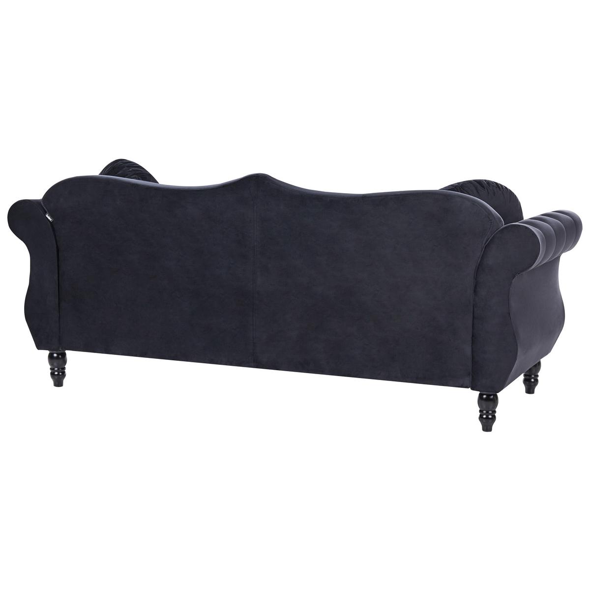 3-SITZER-SOFA Samtstoff Schwarz Skien - Schwarz, Textil (204/86/78cm) - Beliani