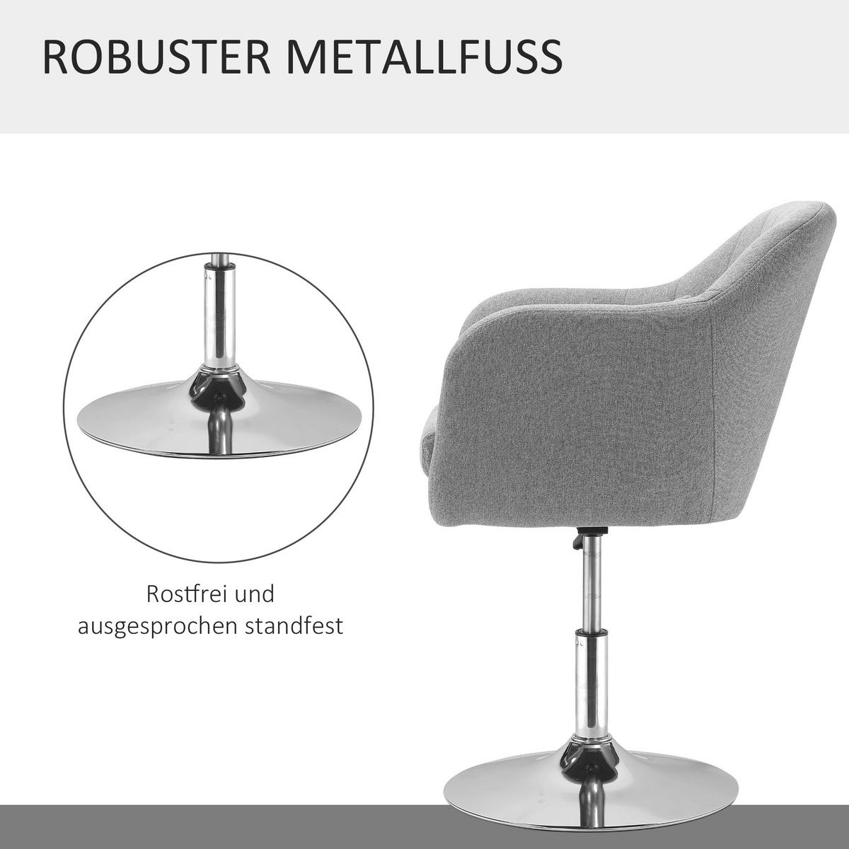 BÜROSTUHL Drehbar Höhenverstellbar Polyester Grau - Hellgrau, Kunststoff (60/91/60cm) - HOMCOM