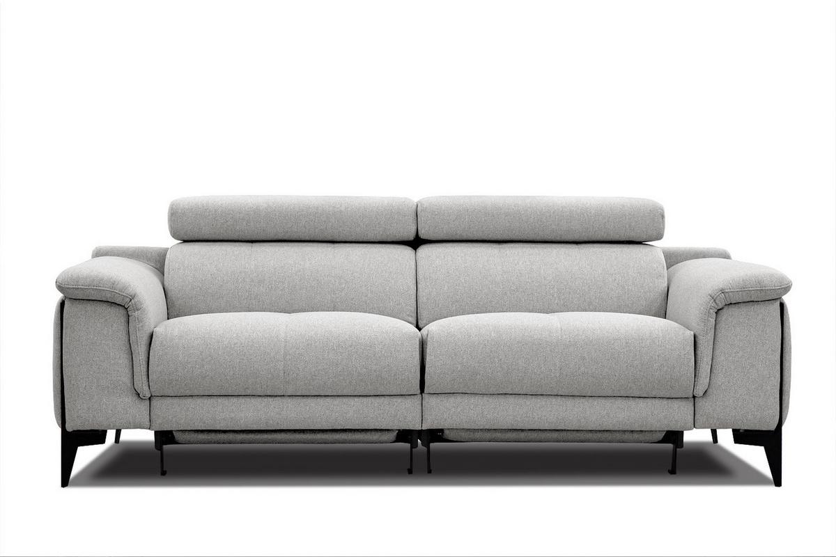 RELAXSOFA MATERA 3-Sitzer mit 2 Relaxfunktionen, hellgrau - Hellgrau/Schwarz, Holzwerkstoff/Textil (212/82/103cm) - Wozimo