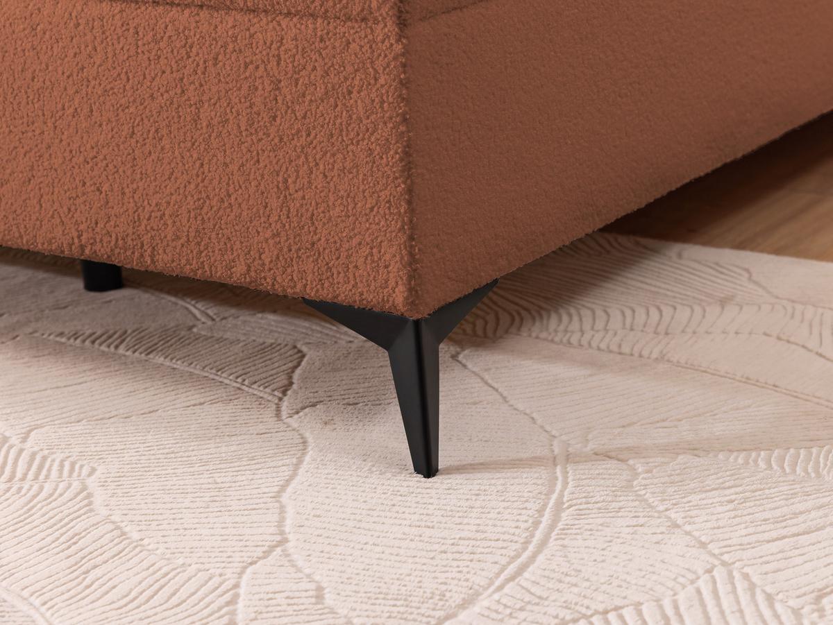 BOXBETT Sonna 140/200 cm Terrakotta Bouclé-Stoff mit abgerundetem Kopfteil und mit schwarzen Metallfüße - Terracotta/Schwarz, Holz/Textil (140/200cm) - S-Style Möbel