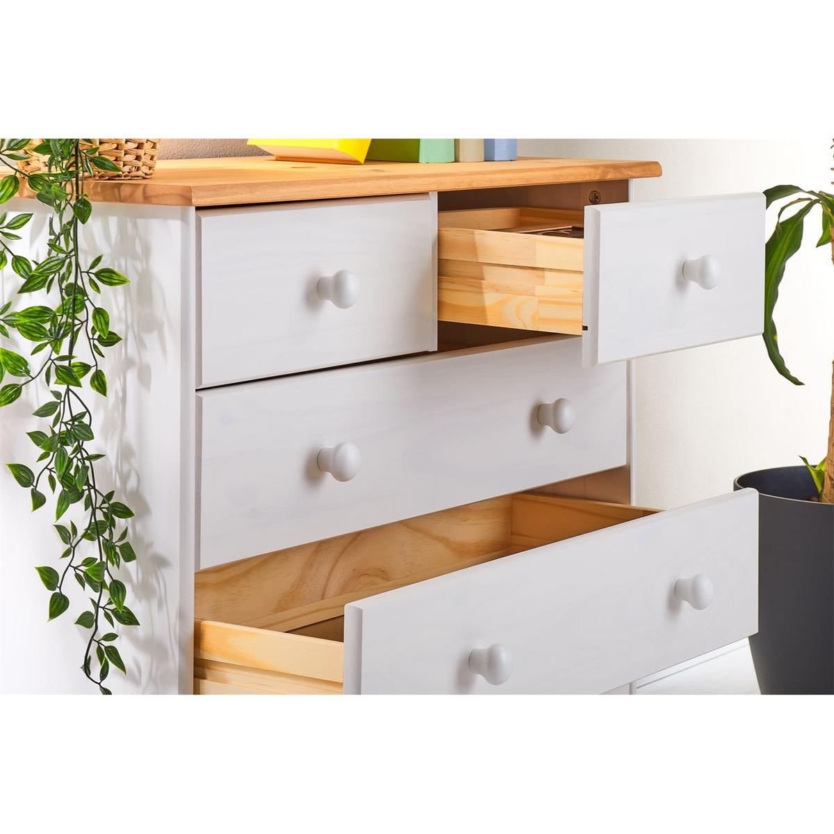 KOMMODE RONDO weiß/braun - Weiß/Braun, Holz (79/74/35cm) - IDIMEX