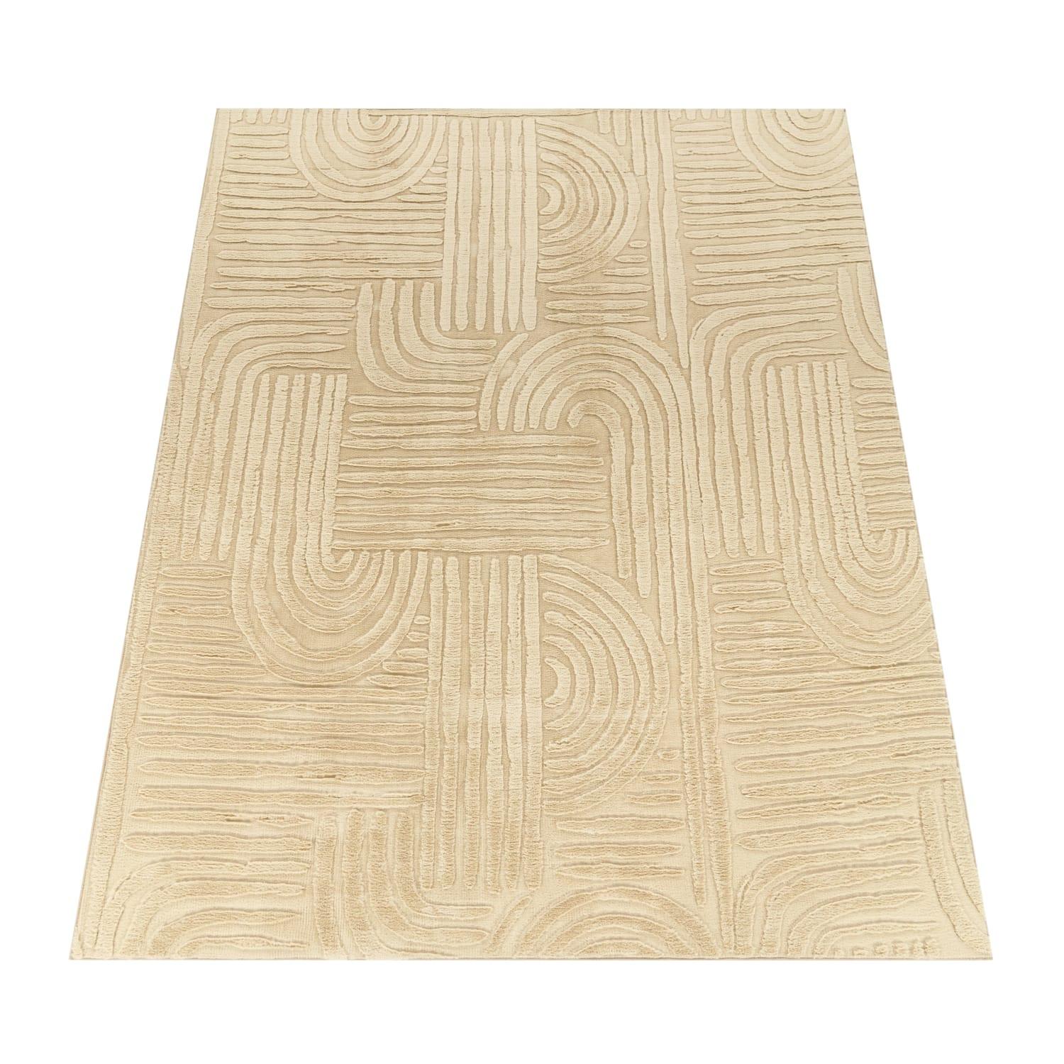 KURZFLORTEPPICH, mit Struktur, aus Polyester, Florhöhe 10 mm, Beige, 160 x 220 cm - Beige, Textil (220/160cm) - KADIMA DESIGN