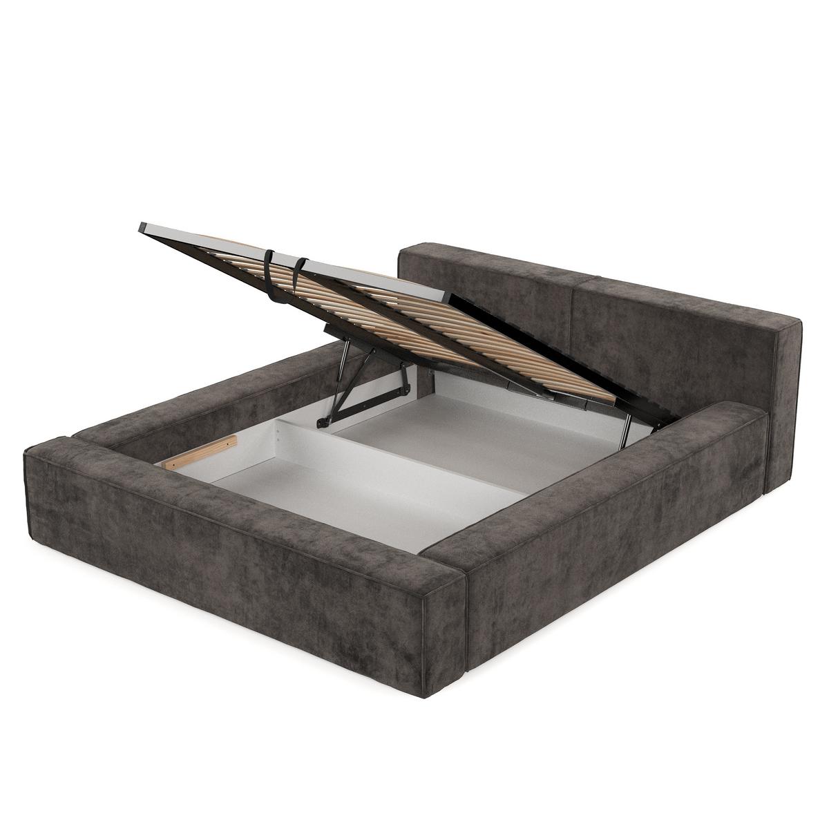 POLSTERBETT Casto mit Stauraum 160/200 cm Braun im Terra NW Stoff - Schwarz/Naturfarben, Holz/Holzwerkstoff (160/200cm) - AltaBeds