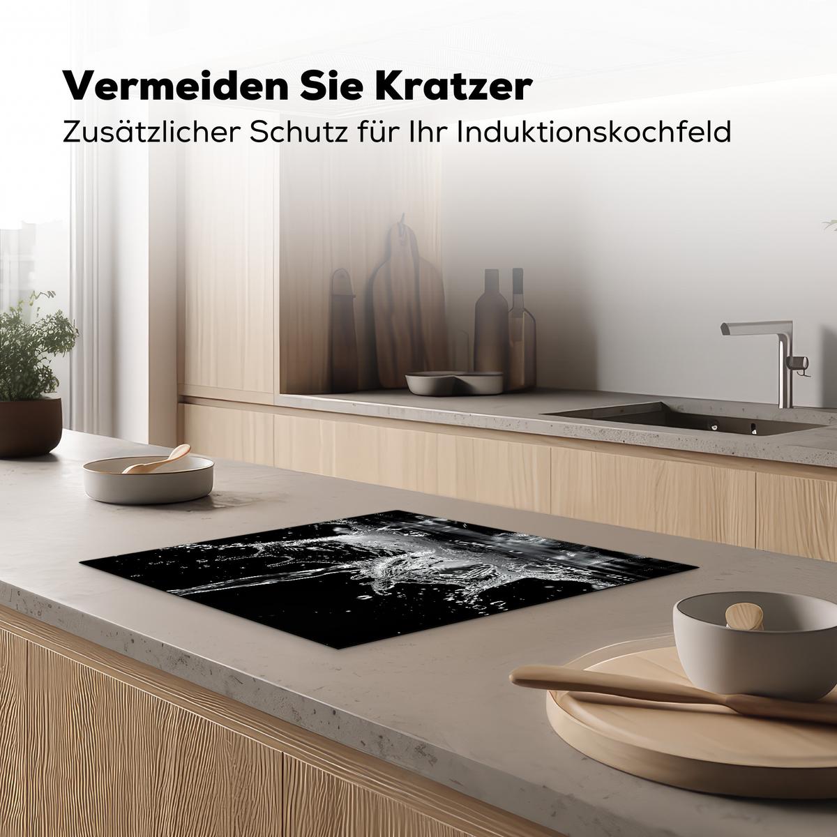 HERDABDECKPLATTE Wasser - Spritzwasser - Schwarz Abdeckung Ceranfeld 57.6x51.6 cm - Schwarz, Kunststoff (57.6/51.6/0.2cm) - MuchoWow