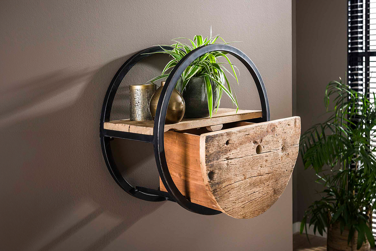 WANDREGAL RADEL Holz - Braun, Holz (50/50/25cm) - KAWOLA