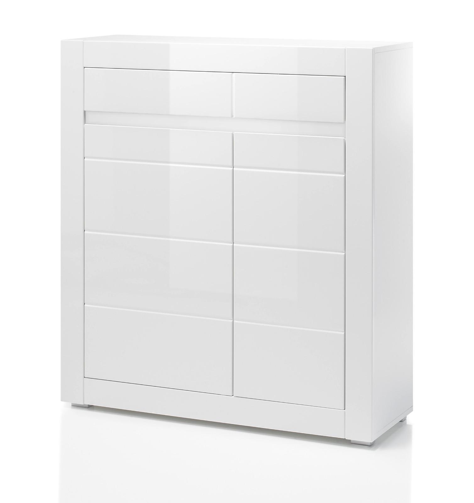 KOMMODE Hochglanz weiß, Highboard 100 x 112 cm mit Soft-Close - Weiß Hochglanz/Weiß, Holzwerkstoff/Kunststoff (100/112/35cm) - Furn.Design
