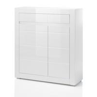 KOMMODE Hochglanz weiß, Highboard 100 x 112 cm mit Soft-Close - Weiß Hochglanz/Weiß, Holzwerkstoff/Kunststoff (100/112/35cm) - Furn.Design