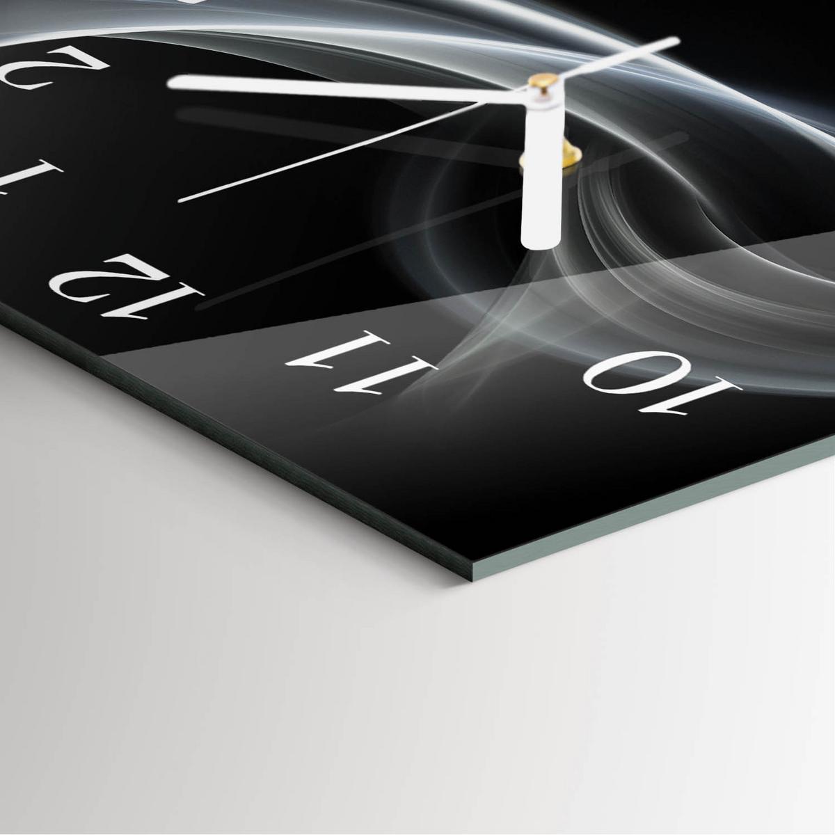 WANDUHR aus Glas 30x30 cm - Abstrakte Linien - Schwarz, Glas (30/30/0.4cm) - TULUP