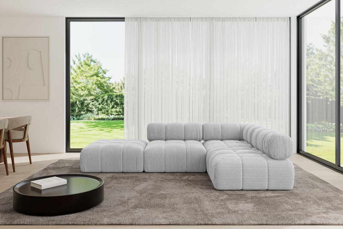 ECKSOFA modulares Sofa Favio-L1 - 285x190x70 cm Grau Cord - Grau, Holzwerkstoff/Textil (285/190cm) - ALTDECOR