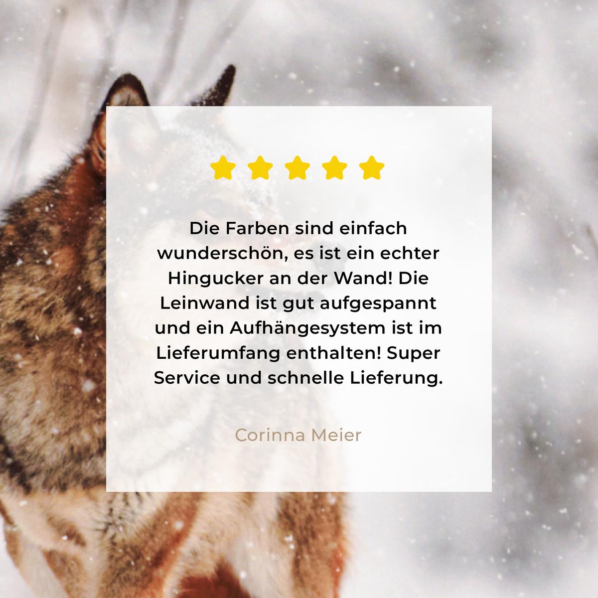 LEINWANDBILD Wolf - Winter - Schnee - Natur - Tiere Deko Wohnzimmer 20x20 cm - Haselnussfarben, Textil (20/20cm) - MuchoWow