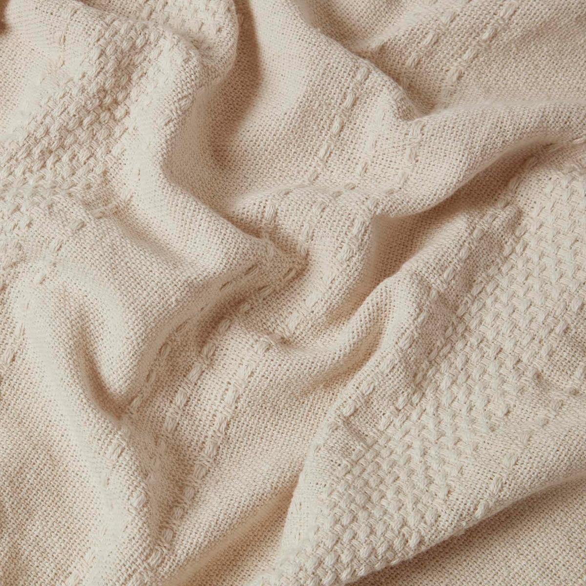 ÜBERWURF Kashi 225/255 cm, Baumwolle mit Fransen - Creme, Textil (225/255cm) - Homescapes
