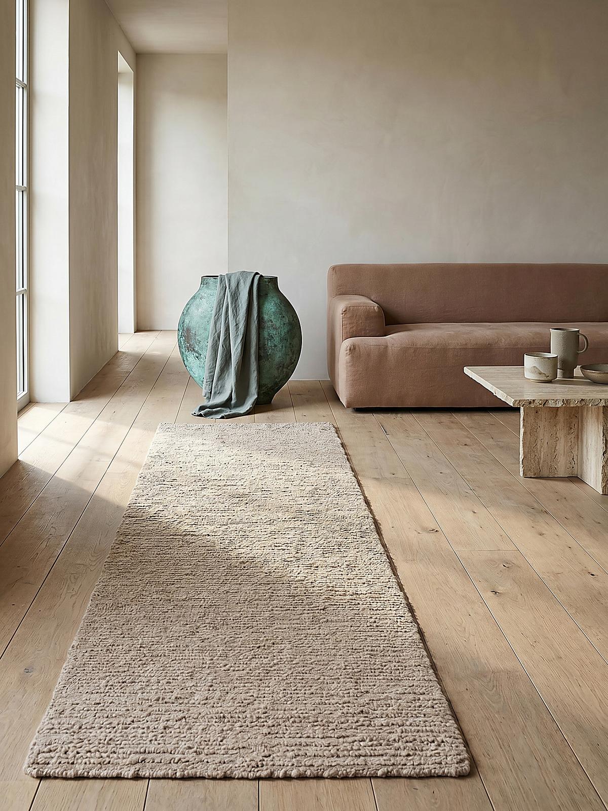 WOLLTEPPICH ALNE, einfarbig, Natur, 80 x 230 cm - Beige, Textil (230/80cm) - KADIMA DESIGN