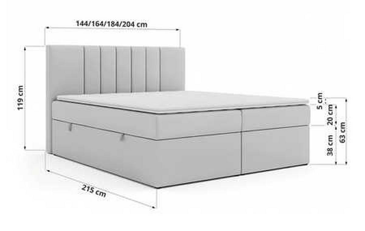 BOXBETT INERO 140/200 - Beige Velvet - Topper Visco - H4 - Beige/Schwarz, Kunststoff/Textil (140/200cm) - MKS