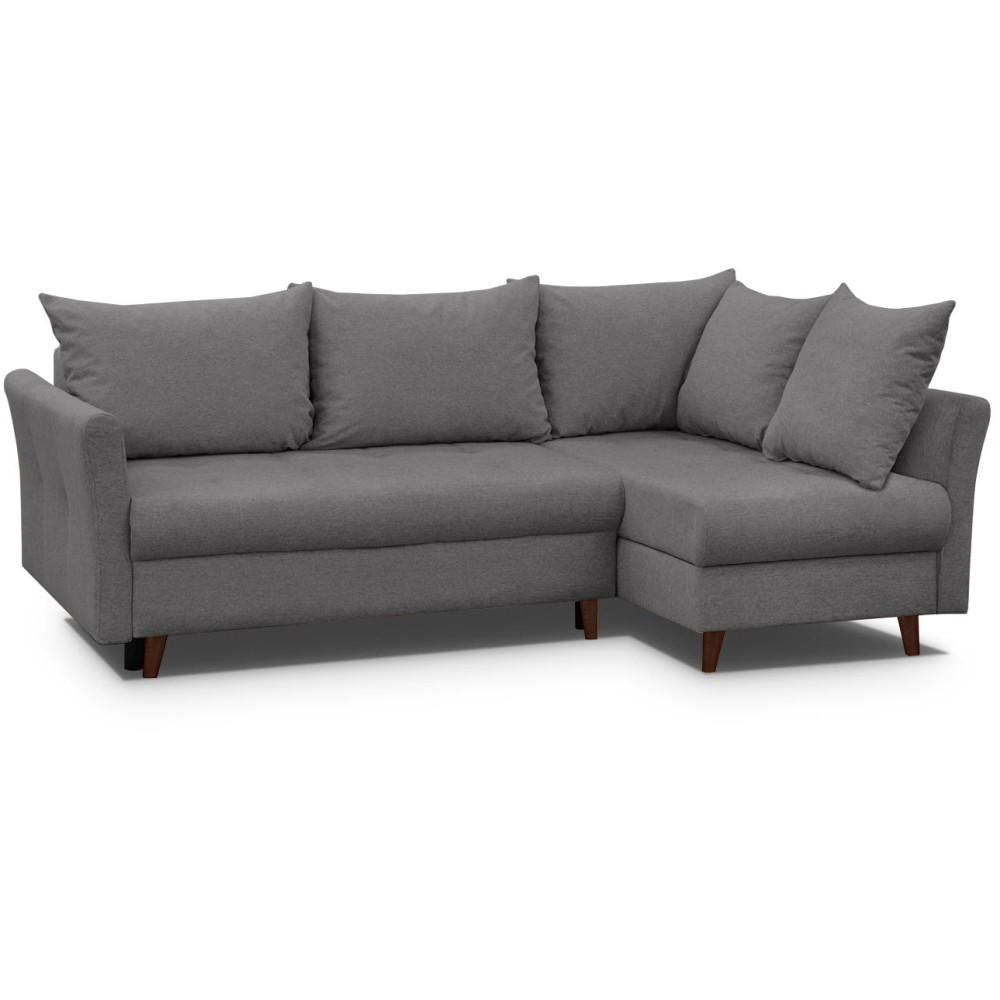 ECKSCHLAFSOFA Neron mit 2 Bettkasten und Beine in Wengefarbe, Dunkelgrau, rechts - Wengefarben/Dunkelgrau, Textil (233/148cm) - Beautysofa