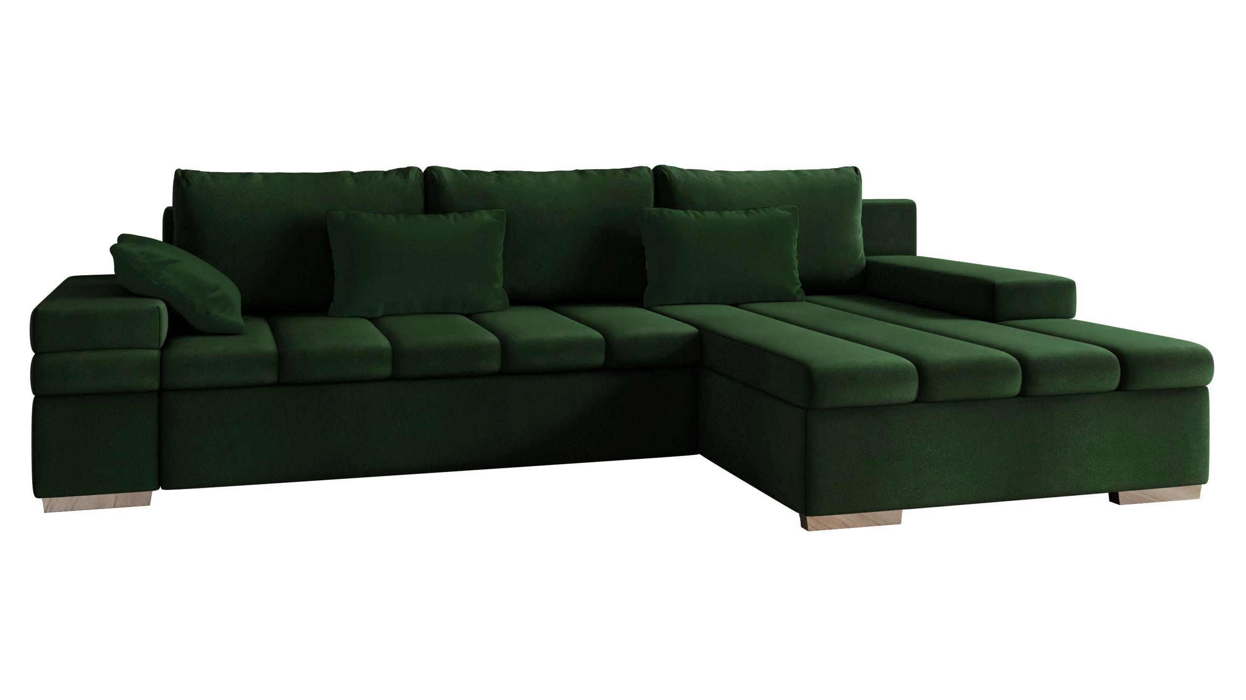ECKSOFA Bangkok, Seite: Rechts - Waldgrün/Silberfarben, Holz/Textil (310/175cm) - MIRJAN24