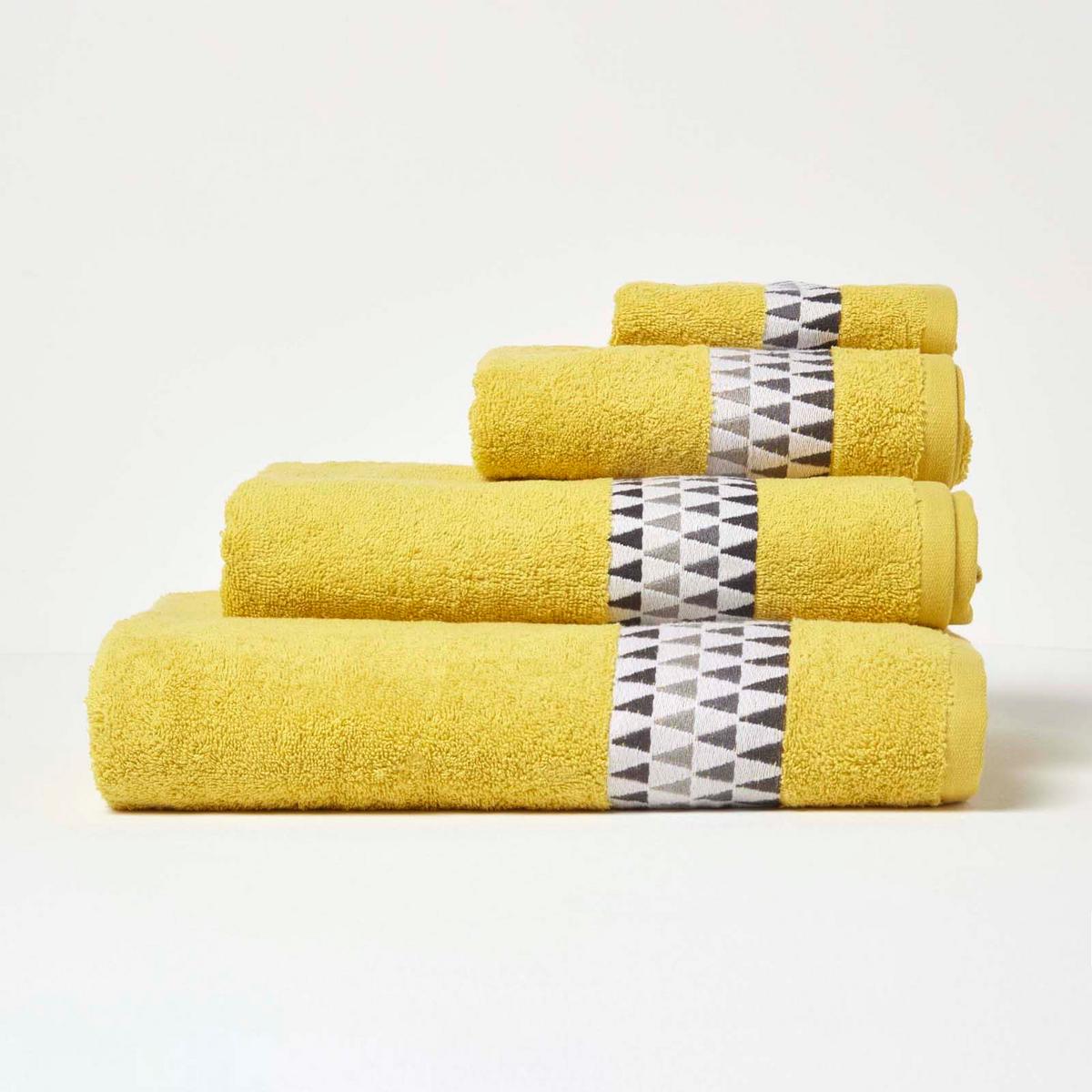 HANDTUCH Geometric senfgelb - Currygelb, Textil (50/90cm) - Homescapes