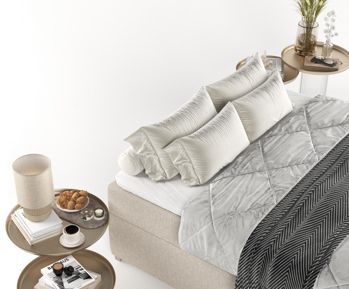 BOXBETT Reto 120/200 cm Hellbeige im Megan Stoff - Sandfarben/Chromfarben, Holz/Holzwerkstoff (120/200cm) - AltaBeds