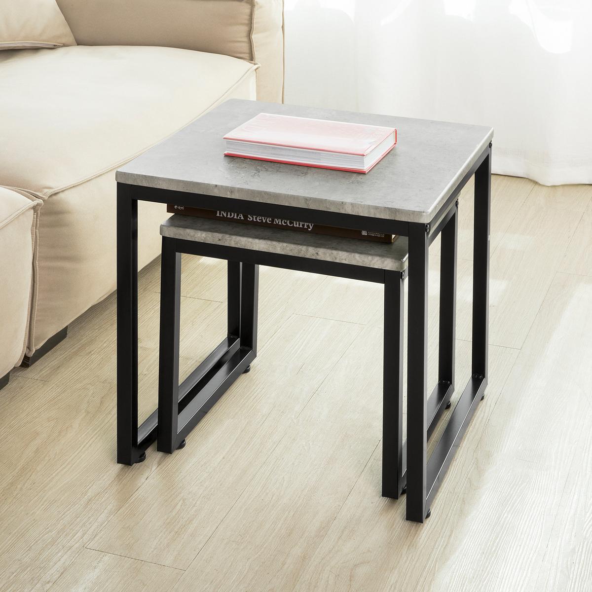 COUCHTISCH 2er Set Grau - Grau, Holzwerkstoff (50/50/50cm) - SoBuy