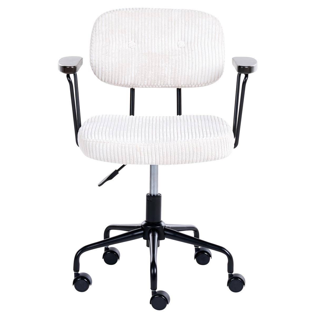 SCHREIBTISCHSTUHL Cord Cremeweiß Algerita - Creme, Textil (62/77/62cm) - Beliani