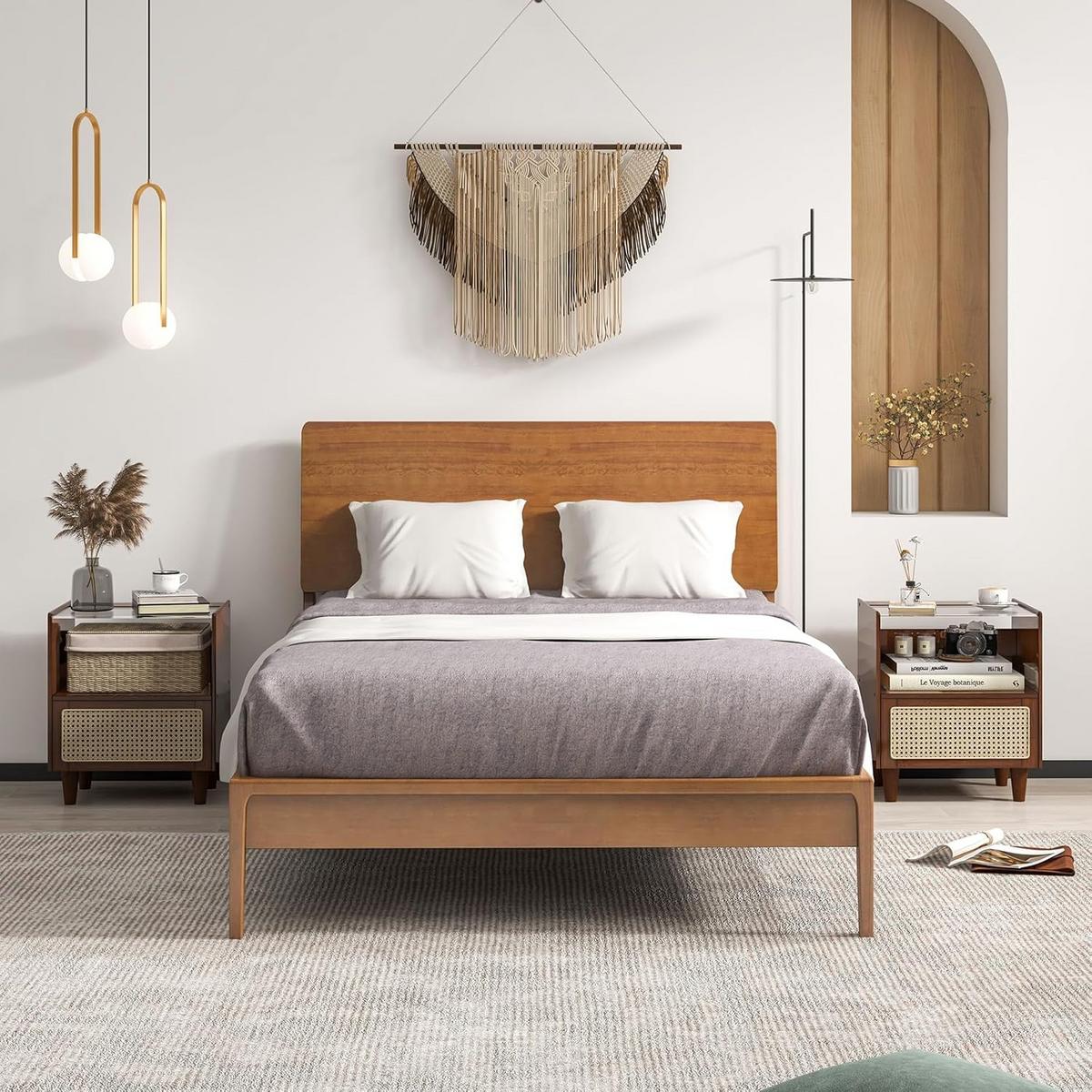 NACHTTISCH Braun(2er-Set) - Braun, Naturmaterialen - COSTWAY