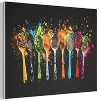 AKUSTIKBILD Löffel - Gewürze - Modern - Graffiti - Farbe - Farbenfroh Wanddeko 70x50 cm - Multicolor, Kunststoff (70/50/0.9cm) - MuchoWow