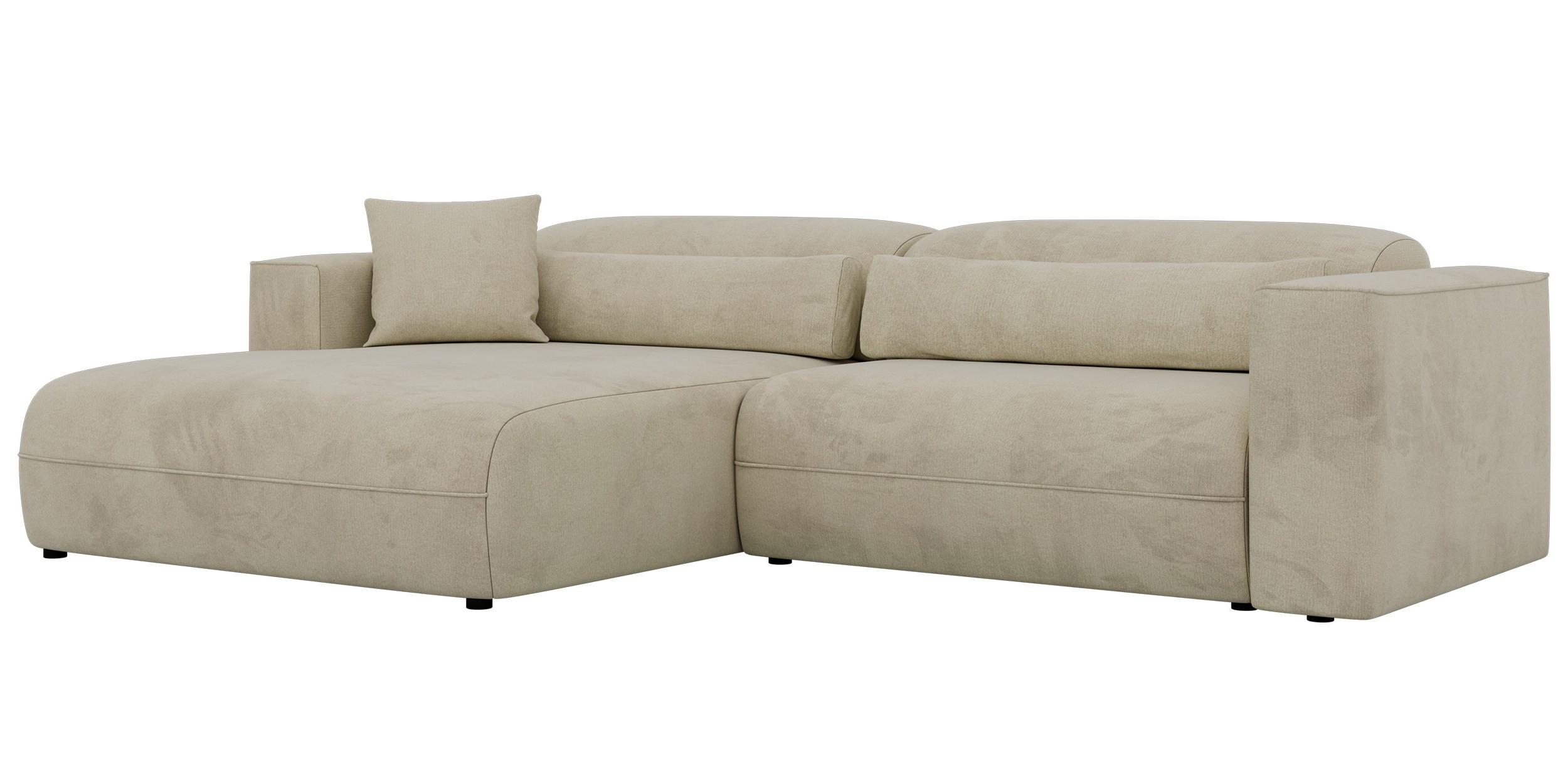 ECKSOFA PAZURRO L - Beige Velvet - Links Seite - Beige/Schwarz, Kunststoff/Textil (288/180cm) - MKS